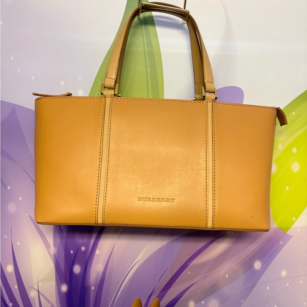 Burberry Tan Leather Top-Handle Tote